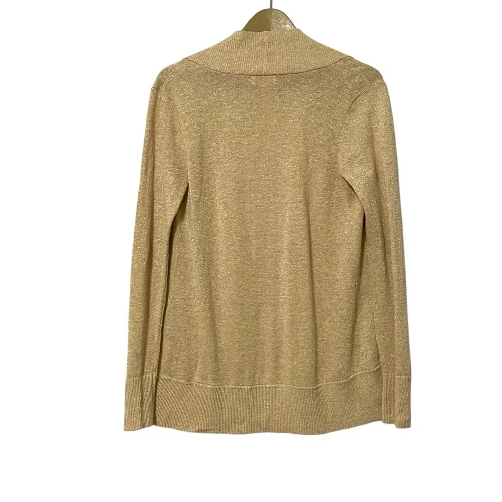 Lilly Pulitzer XS Gold Open Front Metallic Cardigan Holiday Christmas Party - Picture 2 of 7